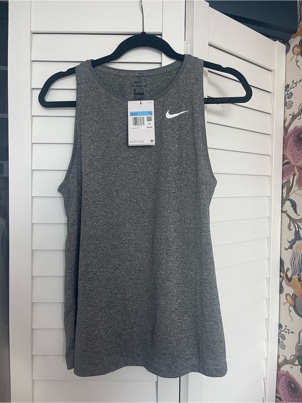 Nike Women's Heather Gray Athletic Tank with White Swoosh